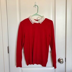 Cable & Gauge Red Sweater Lace Collar